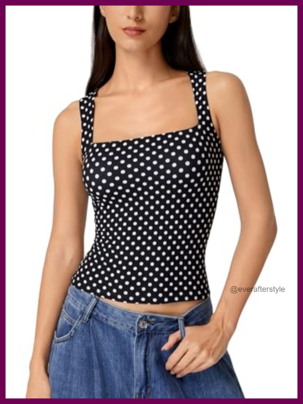 Womens Square Neck Sleeveless Double-Layer Tank Top Slim Fit